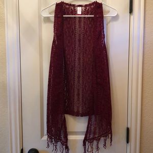 Maroon lace duster
